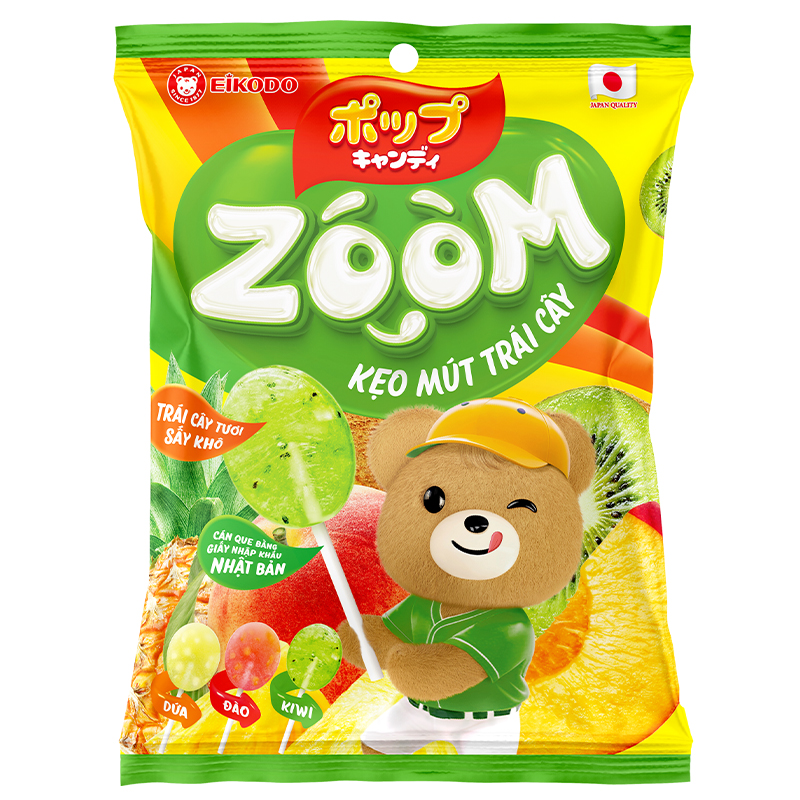 Zoom Lollipop 72g Peach, Pineapple & Kiwi Flavors